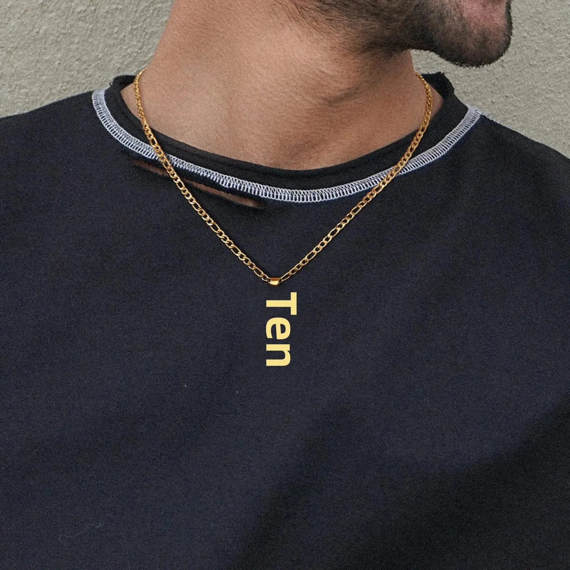 Wholesale Gold Plated Stainless Steel Cross Necklace Men's Figaro Chain light_wish_jewels