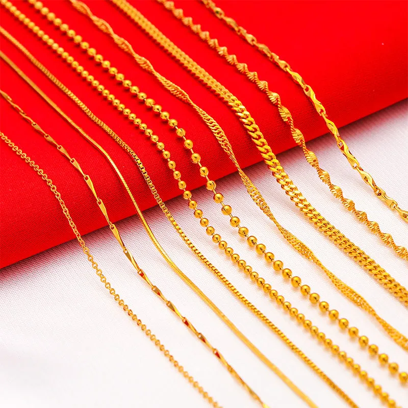 Wholesale Gold-plated water wave snake bone necklace box necklace light_wish_jewels