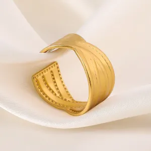 Wholesale High-end Retro Fashion Niche Open Design Adjustable Titanium Steel Stainless Steel Plated 18k Gold Rings light_wish_jewels