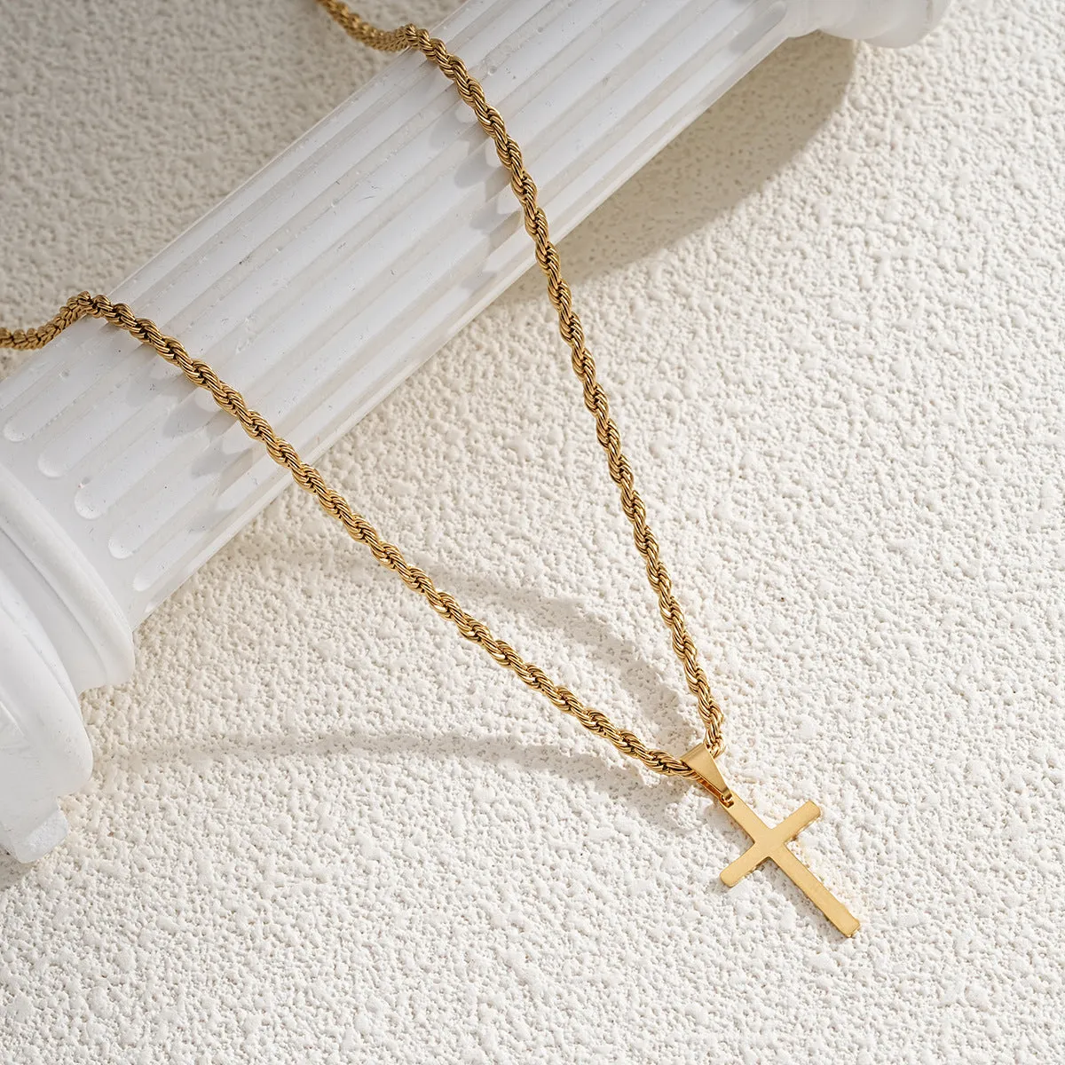 Wholesale Hip-hop trend men's cross pendant twist chain necklace