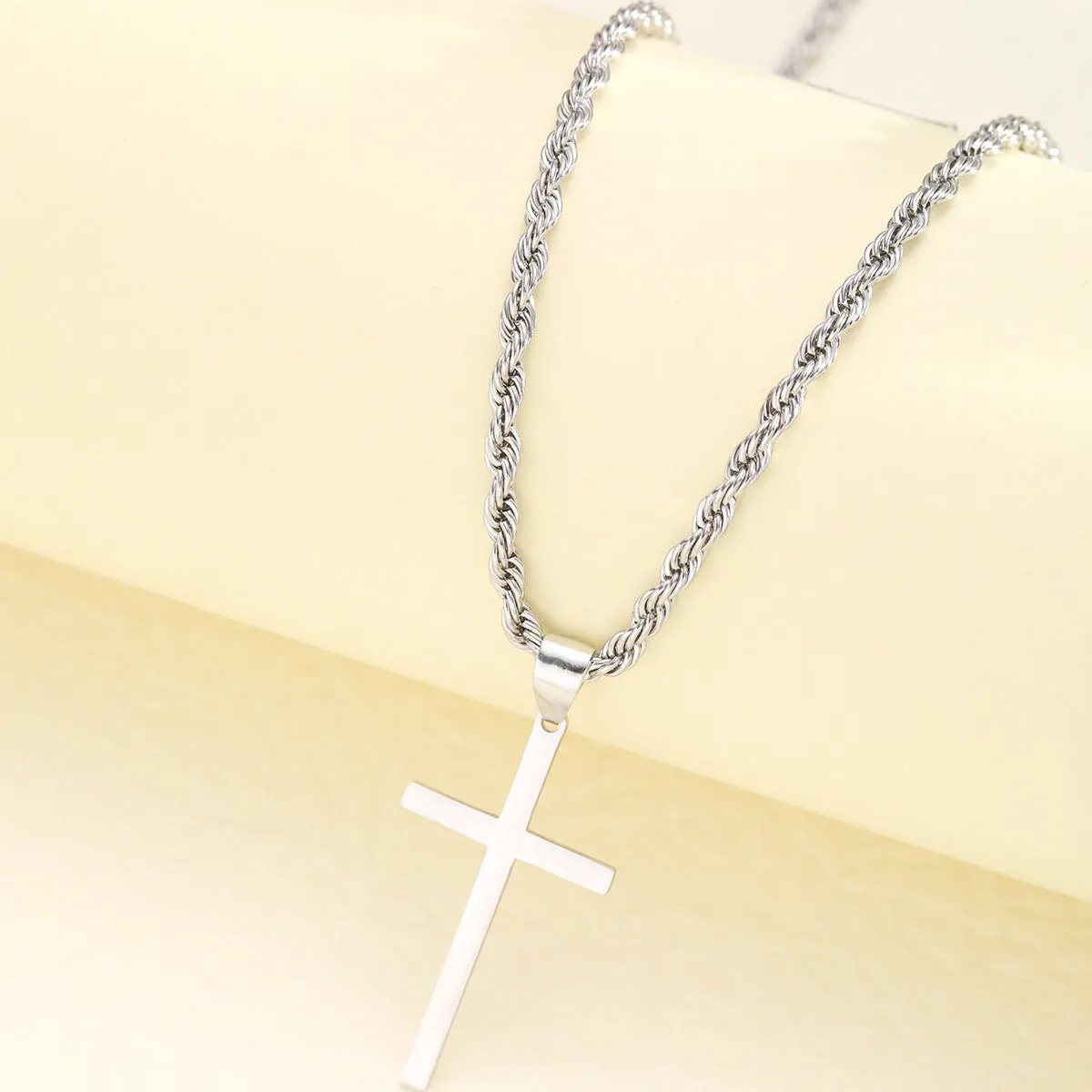 Wholesale Hip-hop trend men's cross pendant twist chain necklace