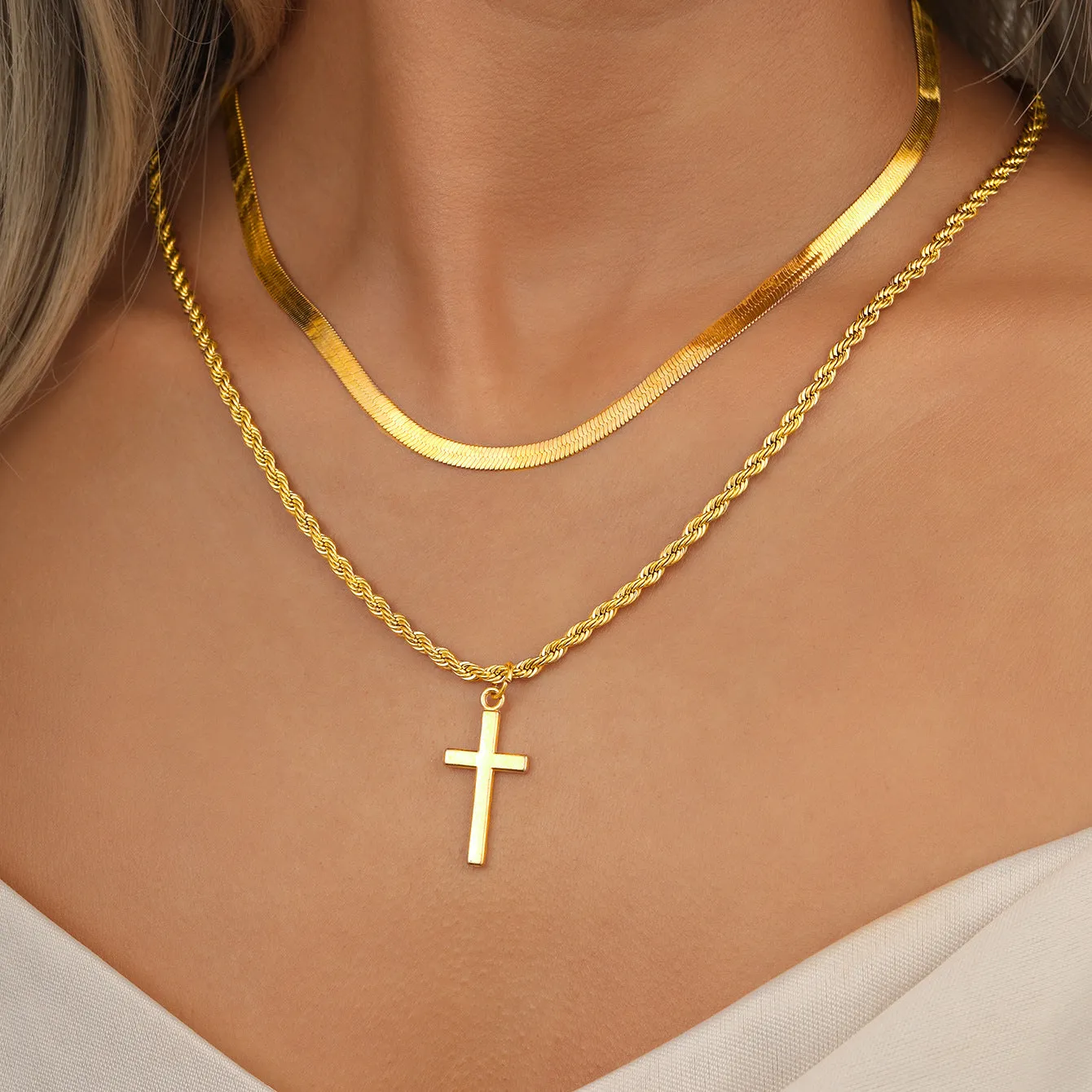 Wholesale Hip-hop trend men's cross pendant twist chain necklace