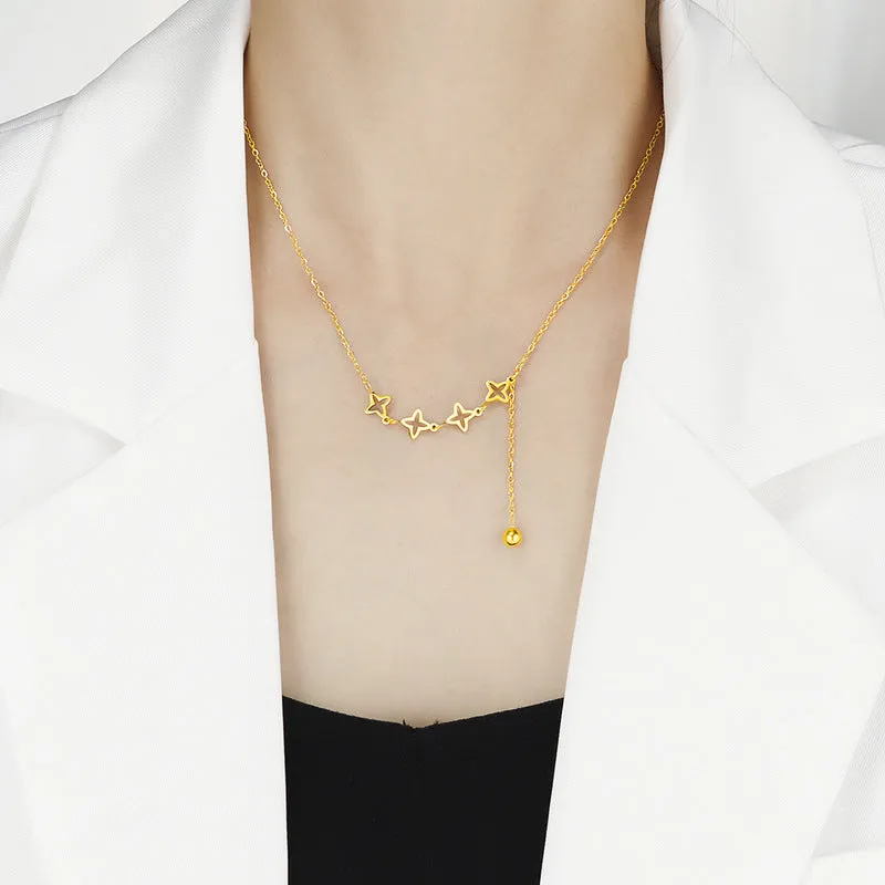 Wholesale Hollow Star Necklace Stainless Steel Clavicle Chain light_wish_jewels