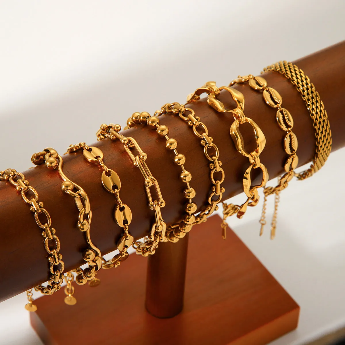 Wholesale Hot Selling 18K Gold Plated Bracelet Stainless Steel Bracelet Female INS Style Fashion Ball Ball Chain Handmade Chain Jewelry light_wish_jewels