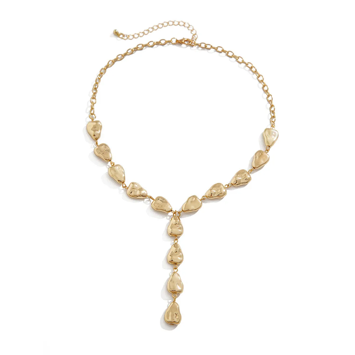 Wholesale Jewelry Irregular Baroque Y-shaped Clavicle Chain Cold Wind Flat Water Drop Pendant Necklace