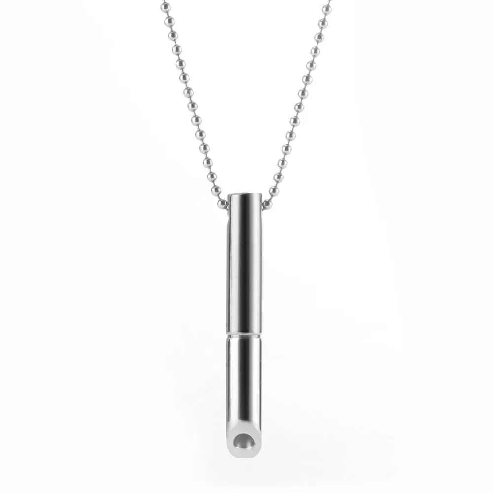Wholesale Meditation Breath Decompression Whistle Stainless Steel Black Gold Gold Pendant Necklace