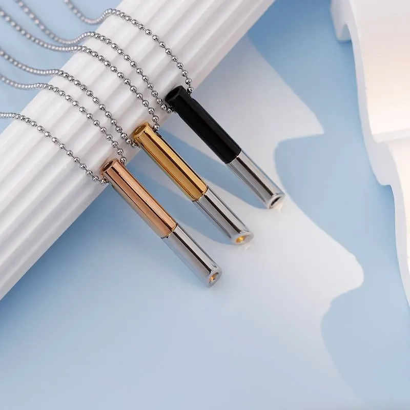Wholesale Meditation Breath Decompression Whistle Stainless Steel Black Gold Gold Pendant Necklace light_wish_jewels