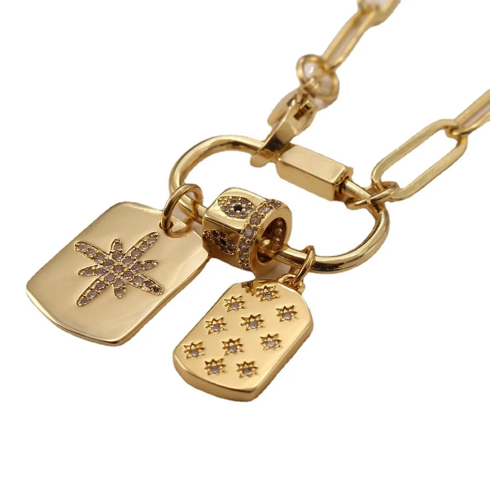 Wholesale Micropaved Zirconia Love Rectangular Necklace