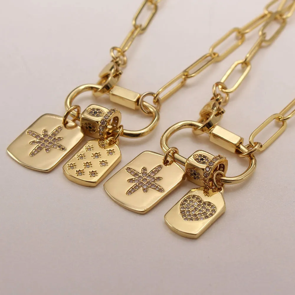 Wholesale Micropaved Zirconia Love Rectangular Necklace
