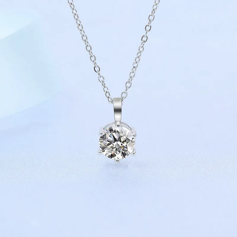 Wholesale Moissanite Necklace 18K Gold Six-claw Two-carat Necklace