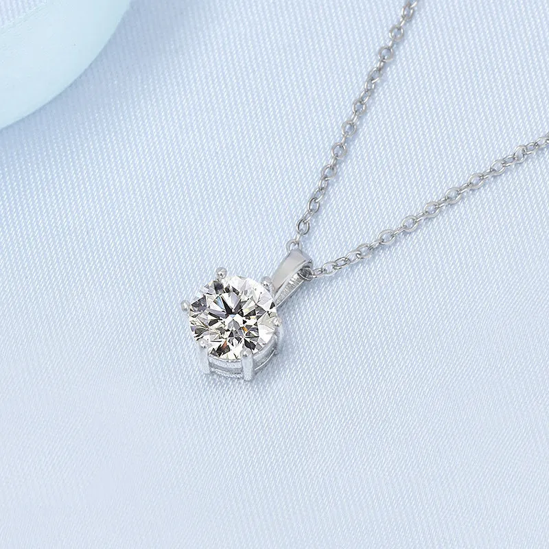Wholesale Moissanite Necklace 18K Gold Six-claw Two-carat Necklace