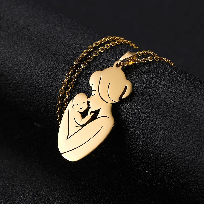 Wholesale Mother's Day Parent-child Stainless Steel Necklaces light_wish_jewels