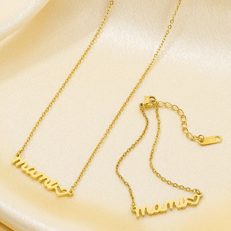 Wholesale Mother's Day Titanium Heart-shaped Necklace Gift Set light_wish_jewels