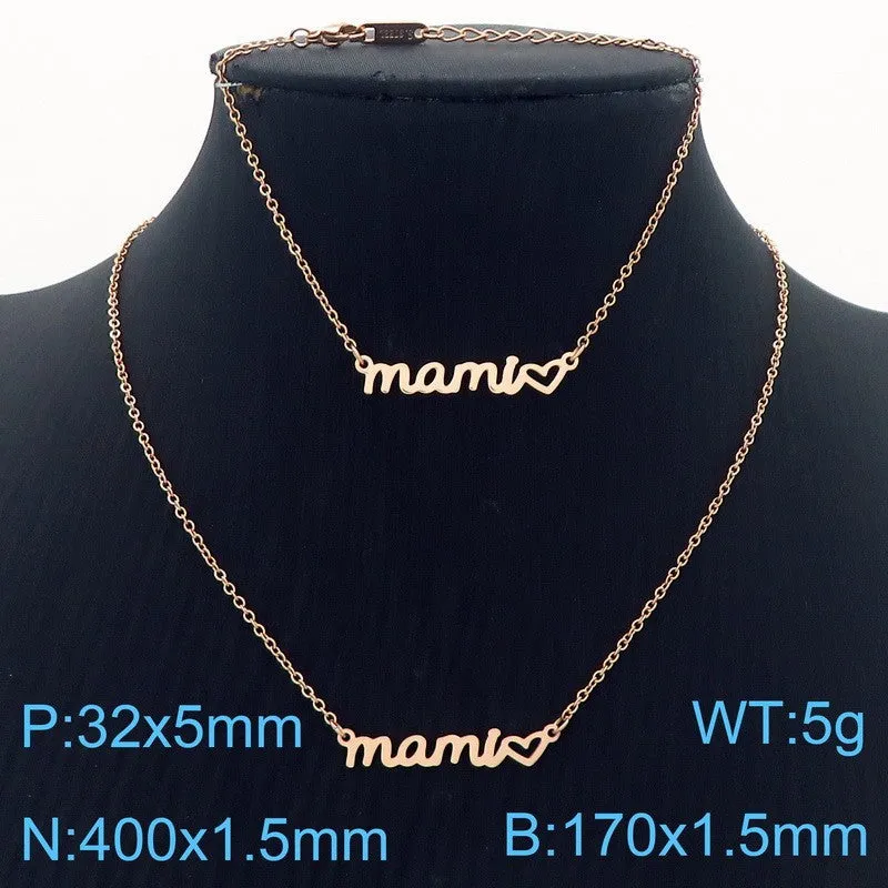 Wholesale Mother's Day Titanium Heart-shaped Necklace Gift Set