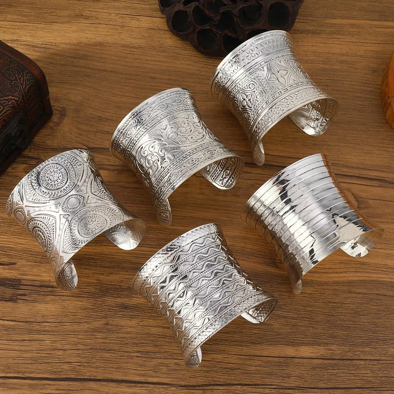 Wholesale National style wide concave retro pattern Bohemian women's personality bracelet light_wish_jewels