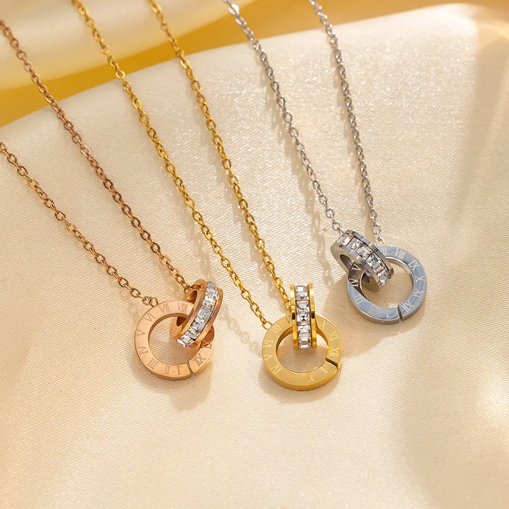 Wholesale New Stylish Roman Necklace with Rose Gold Plated Collarbone Chain light_wish_jewels