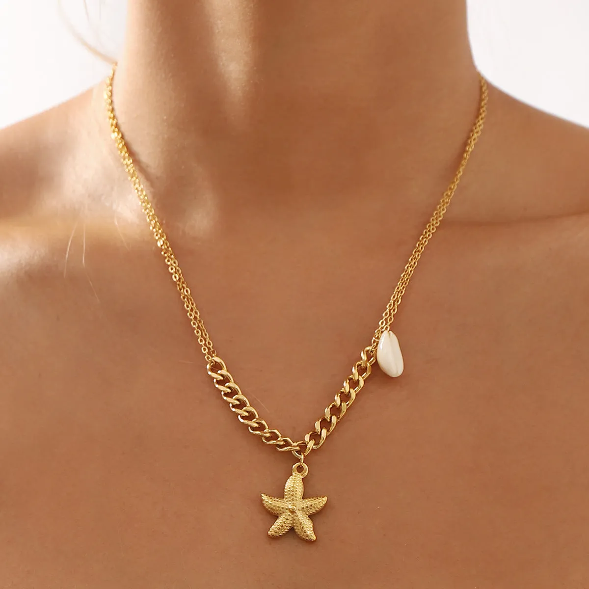 Wholesale Ocean Style Starfish Pendant Stainless Steel Necklace light_wish_jewels