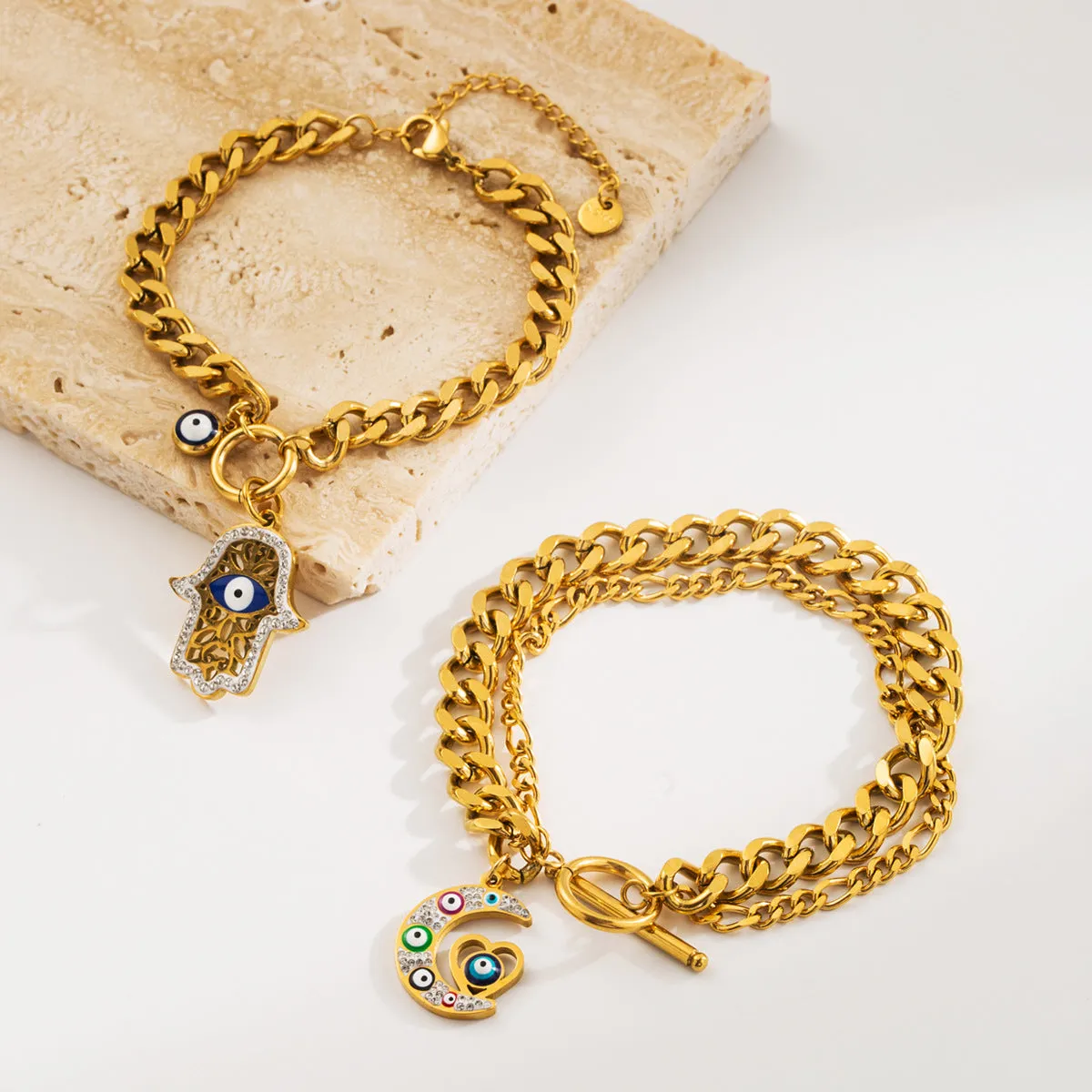 Wholesale Oil Drop Palm Demon Eye Titanium Steel Bracelet