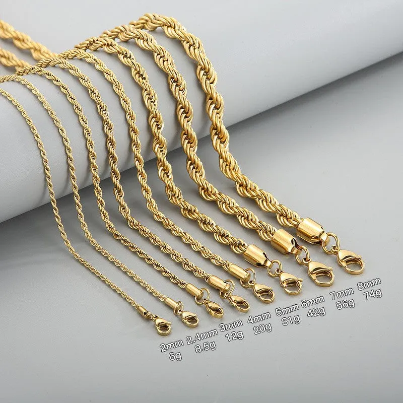 Wholesale Personality Hip-hop Fashion Button Rope Plain Chain Titanium Steel Multi-color Multi-size Necklaces light_wish_jewels