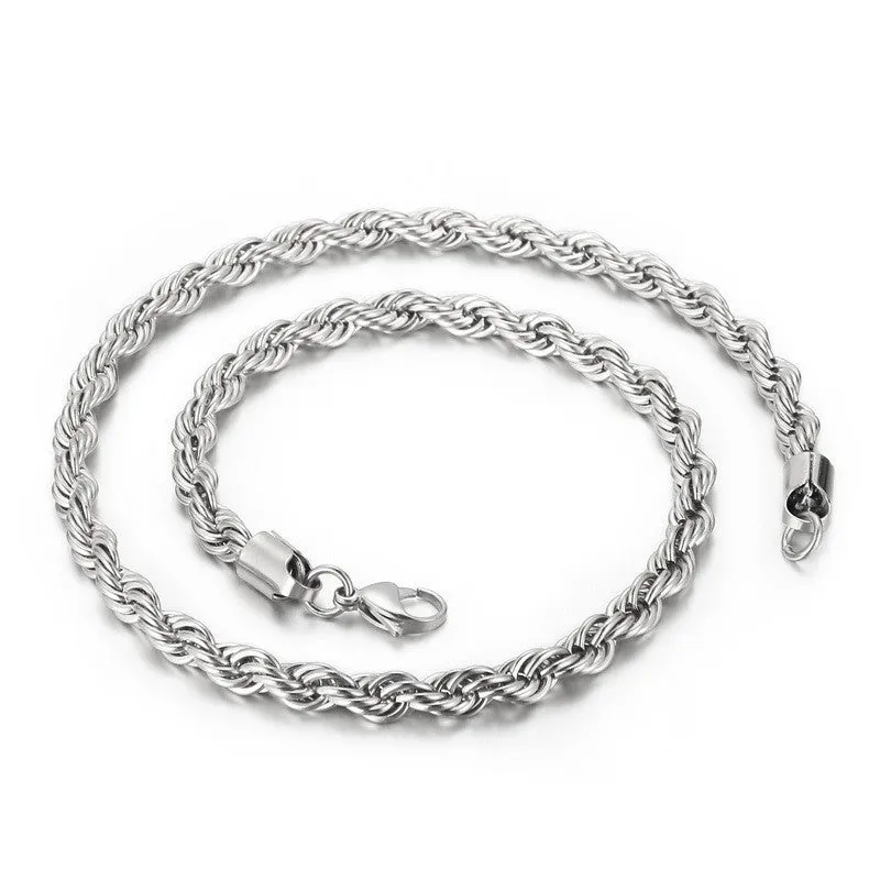 Wholesale Personality Hip-hop Fashion Button Rope Plain Chain Titanium Steel Multi-color Multi-size Necklaces