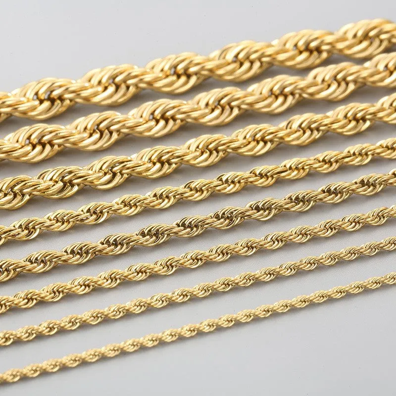 Wholesale Personality Hip-hop Fashion Button Rope Plain Chain Titanium Steel Multi-color Multi-size Necklaces