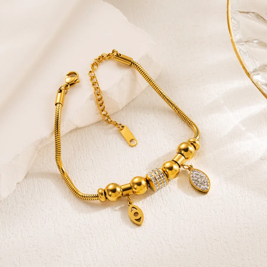 Wholesale Personalized Fashion Stainless Steel Bracelet with Diamond Creative Cube Devil Eye Pendant Titanium Steel Bracelet