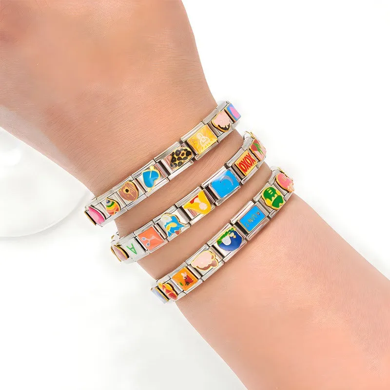 Wholesale Personalized Hand-stitched DIY Pattern Stainless Steel Combination Bracelet light_wish_jewels