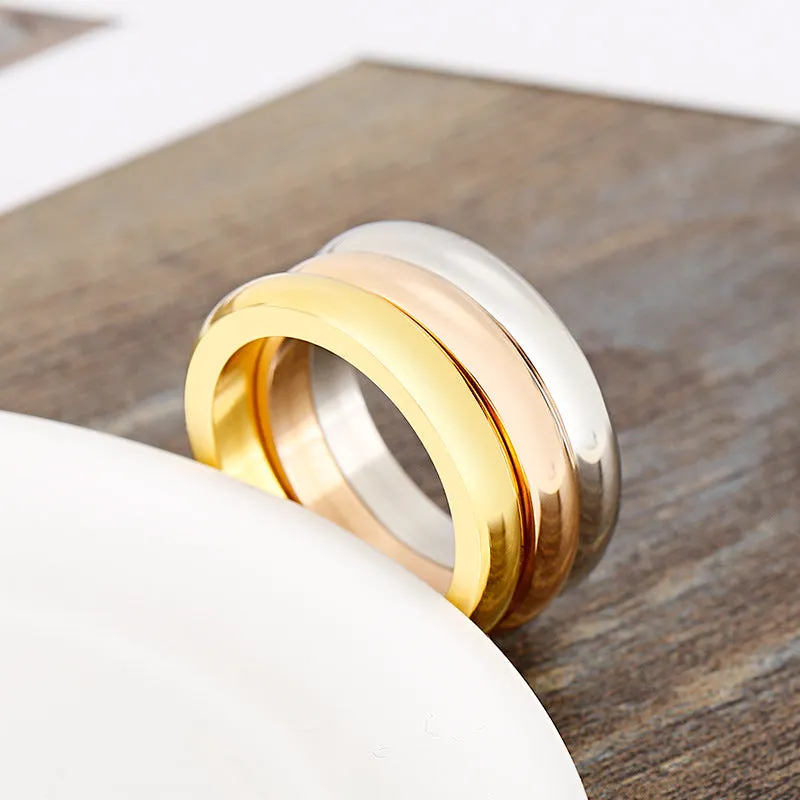 Wholesale Personalized Simple Polished Plain Ring Monochrome Stainless Steel Stacking Rings