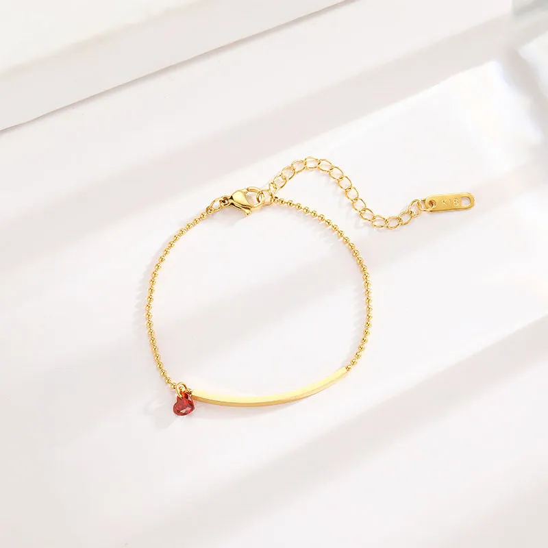 Wholesale Red Heart Bend Pipe Titanium Steel Bracelet