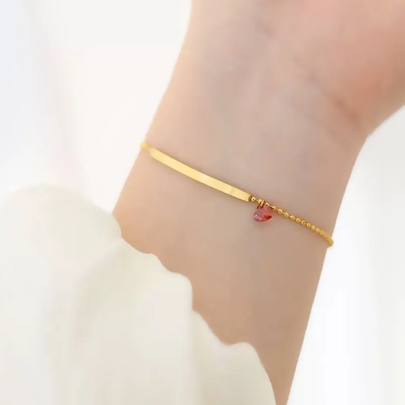Wholesale Red Heart Bend Pipe Titanium Steel Bracelet light_wish_jewels