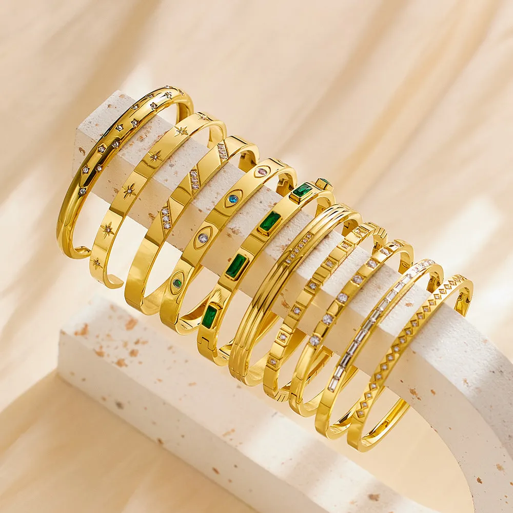 Wholesale Retro Fashion Zircon Gold Titanium Steel Bracelet light_wish_jewels