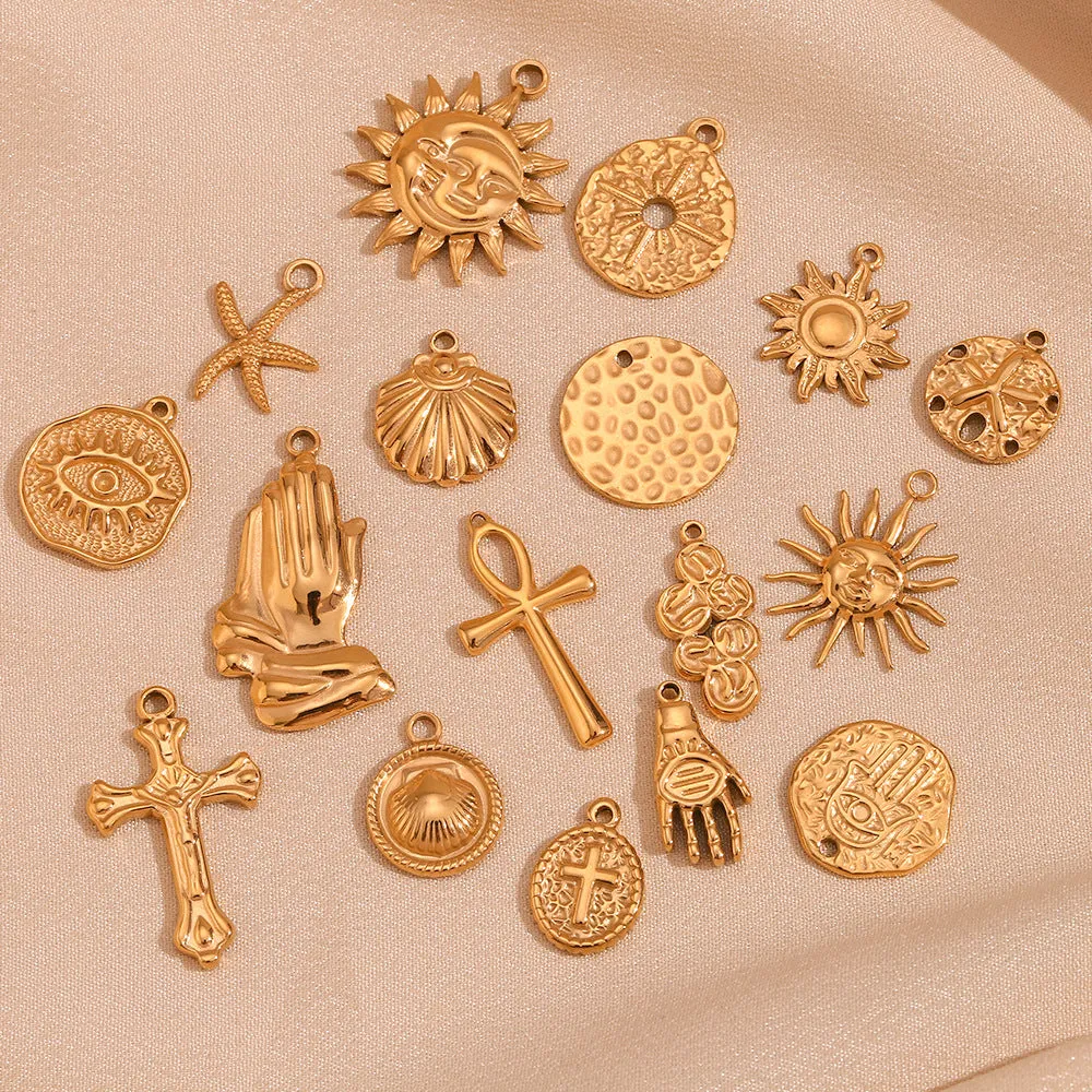 Wholesale Retro Geometric Stainless Steel 18K Gold Plated DIY Jewelry Accessories light_wish_jewels