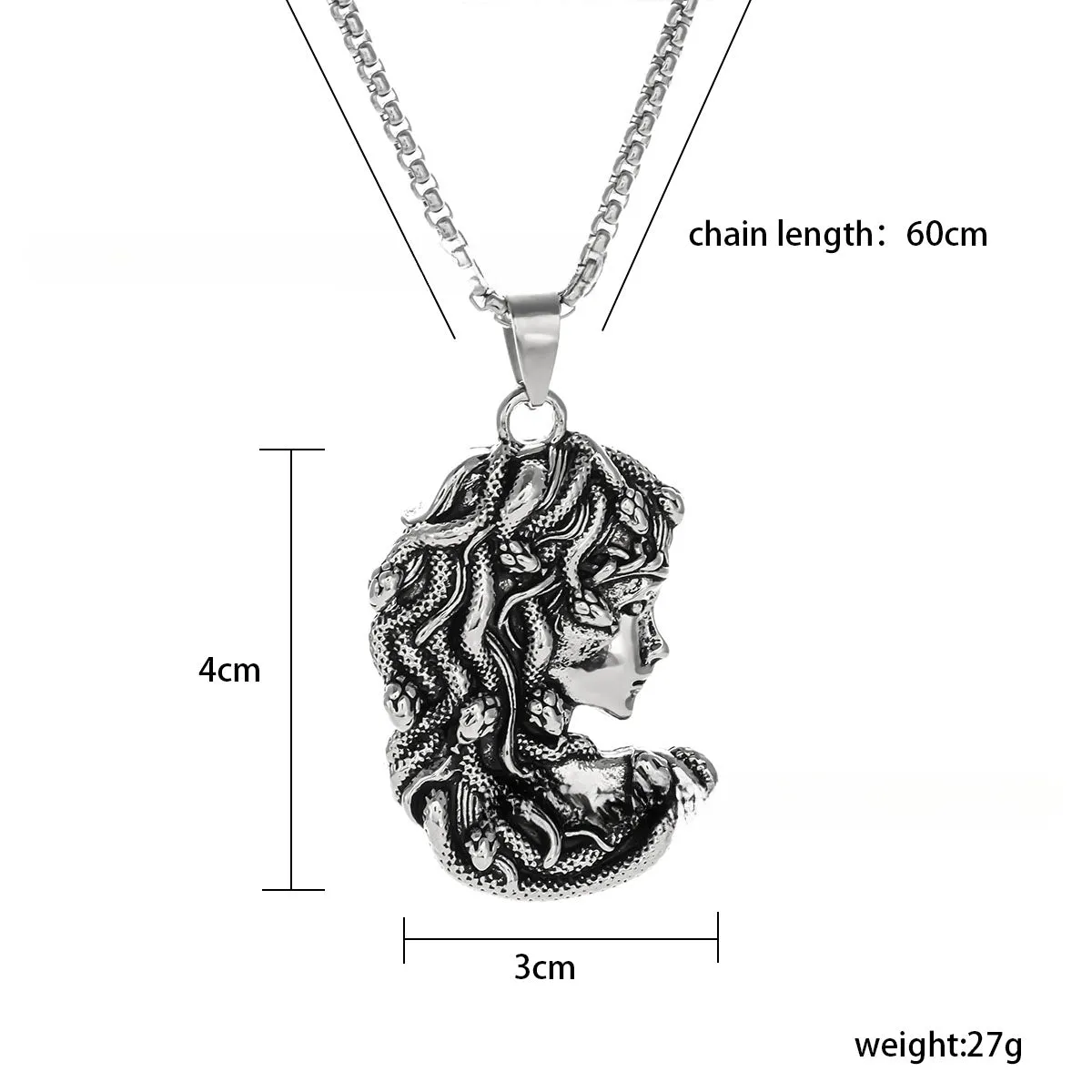 Wholesale Retro Punk Snake Medusa Stainless Steel Necklace