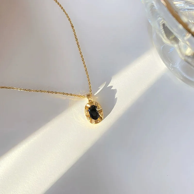 Wholesale Retro Simple Black Diamond Titanium Steel Clavicle Necklace