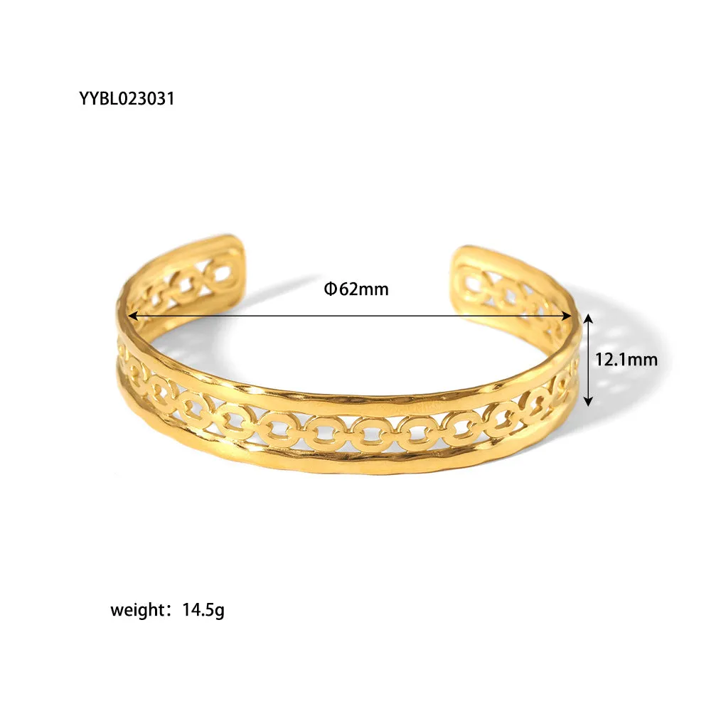 Wholesale Retro Stainless Steel Fashionable All-match Open 18K Gold-plated Non-fading Bracelet