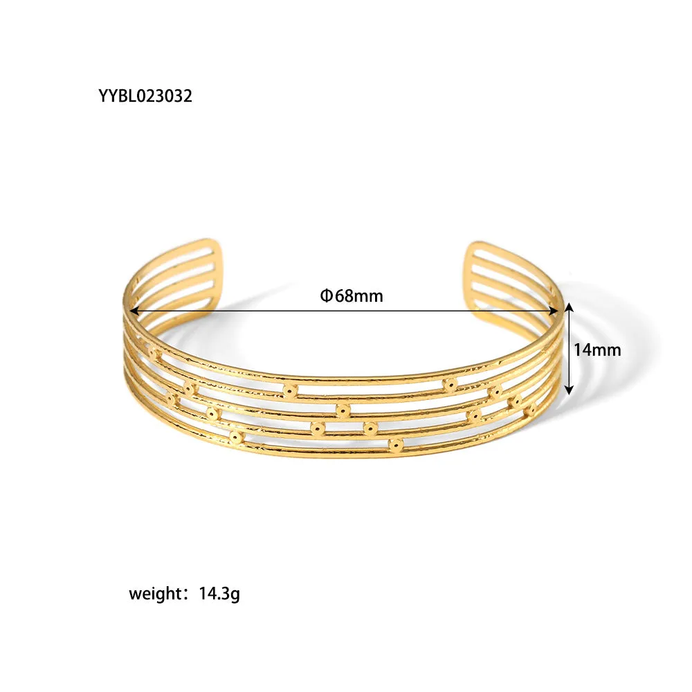 Wholesale Retro Stainless Steel Fashionable All-match Open 18K Gold-plated Non-fading Bracelet