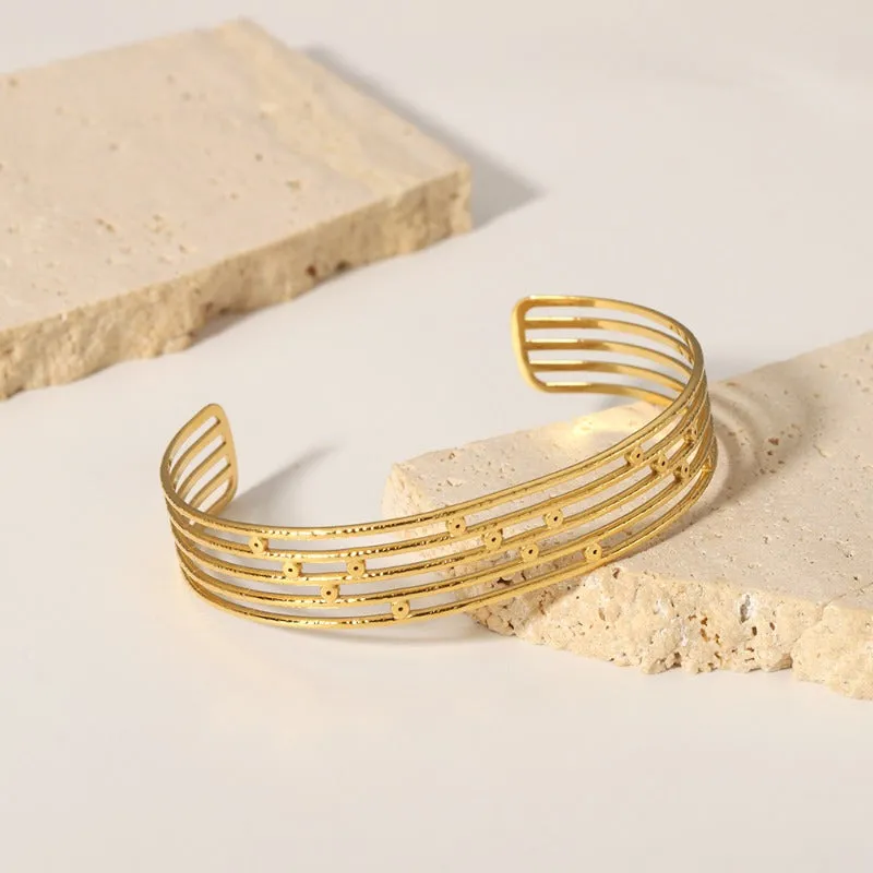 Wholesale Retro Stainless Steel Fashionable All-match Open 18K Gold-plated Non-fading Bracelet