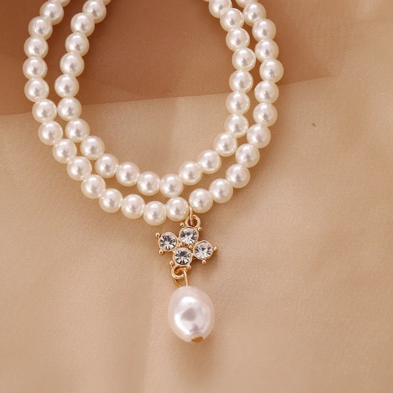 Wholesale Rhinestone Pearl Necklace Clavicle Chain