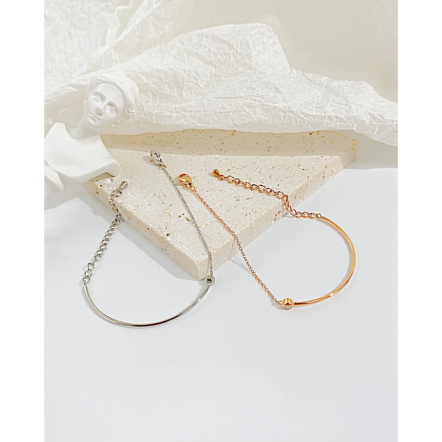 Wholesale Rose Gold Stainless Steel Bracelet with Zircon