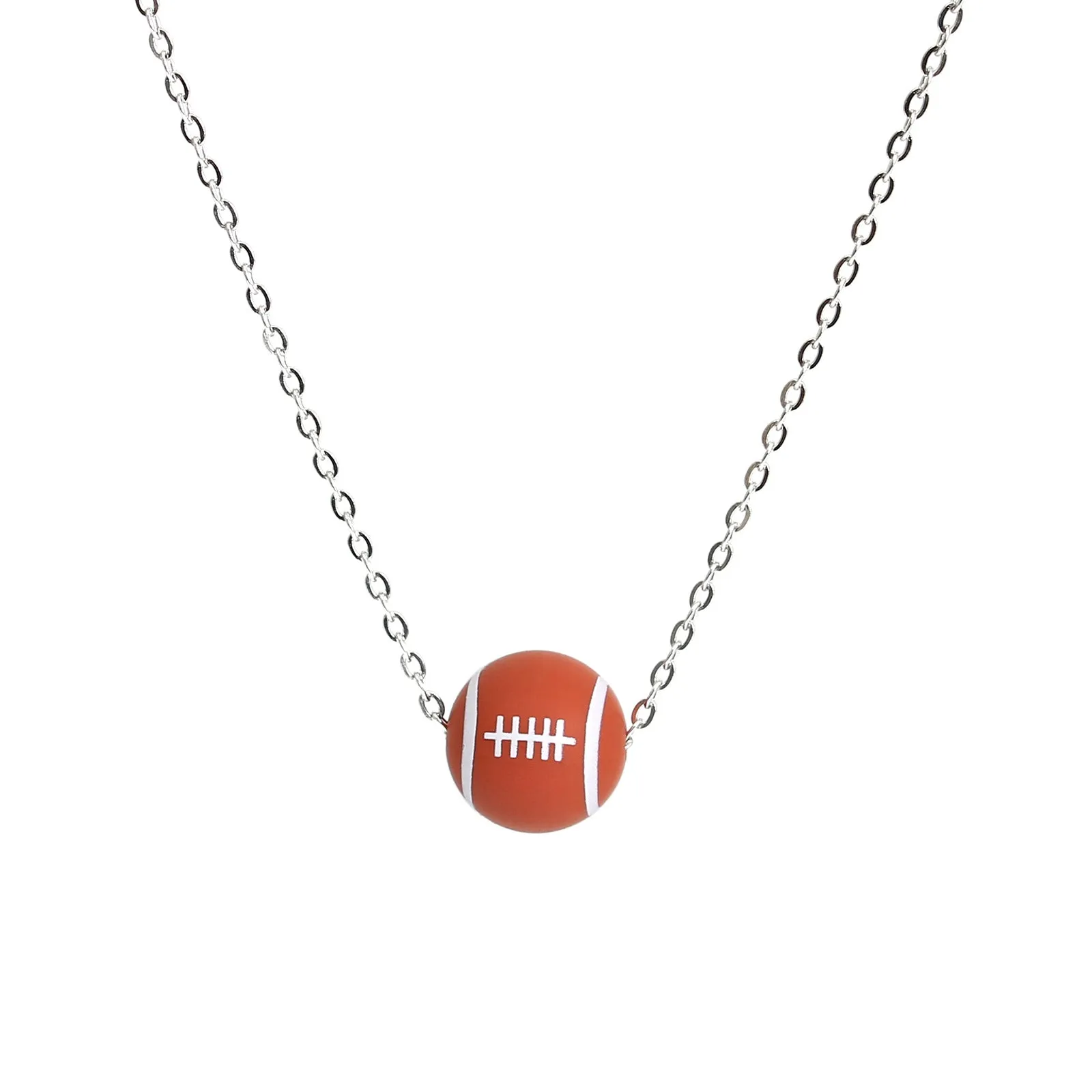 Wholesale Silicone Basketball Pendant Stainless Steel Necklaces