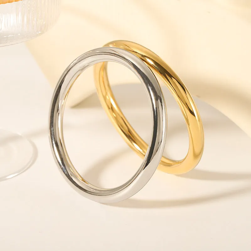 Wholesale Simple and Fashionable Ancient Plain Ring 18K Gold-plated Non-fading Versatile Stainless Steel Hollow Bracelet