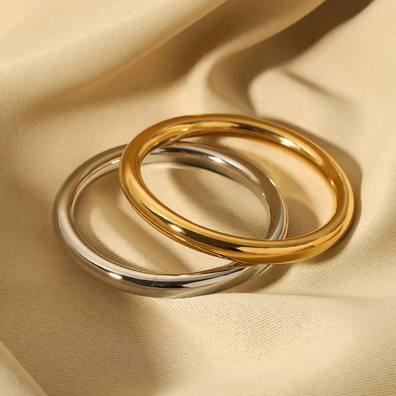 Wholesale Simple and Fashionable Ancient Plain Ring 18K Gold-plated Non-fading Versatile Stainless Steel Hollow Bracelet light_wish_jewels
