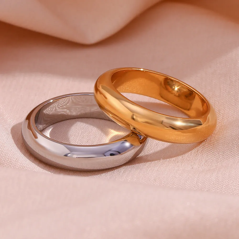 Wholesale Simple and Versatile Stainless Steel 18K Gold Plated Thick Plain Ring light_wish_jewels