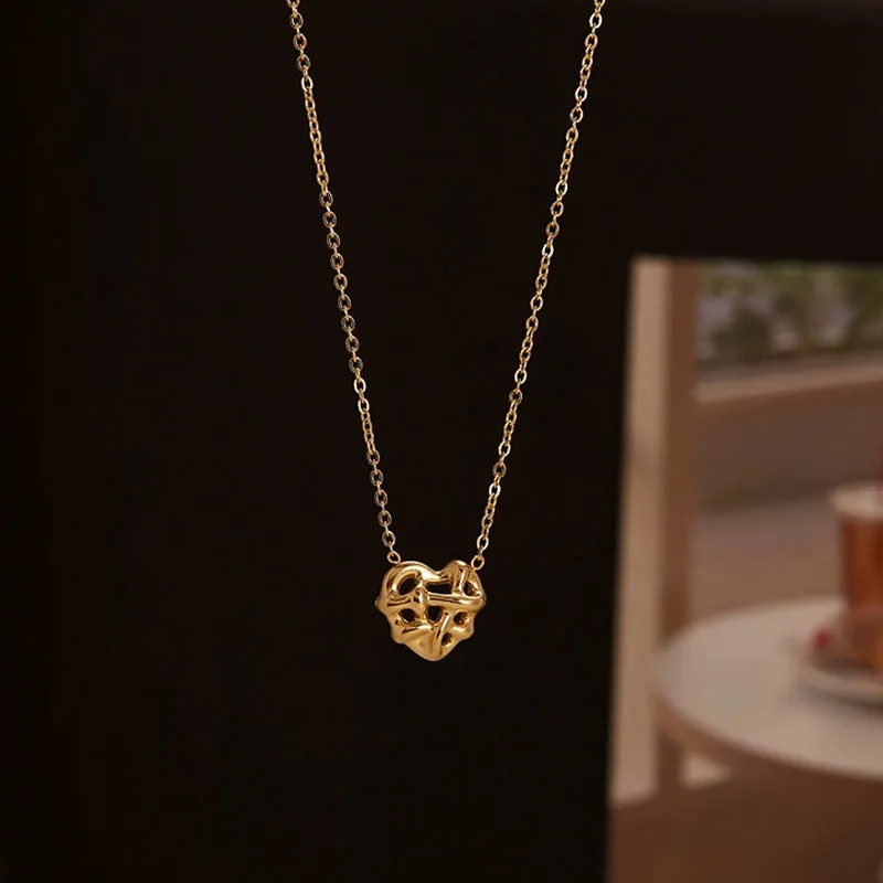 Wholesale Simple Braided Heart Titanium Steel Necklace light_wish_jewels