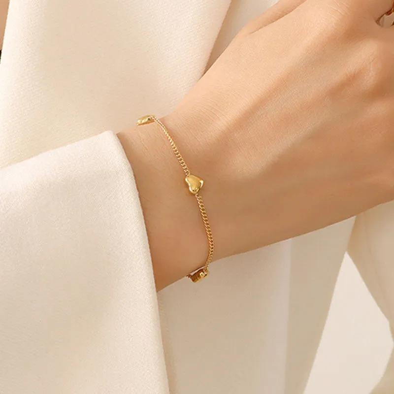 Wholesale Simple Four Heart Titanium Steel Bracelet light_wish_jewels