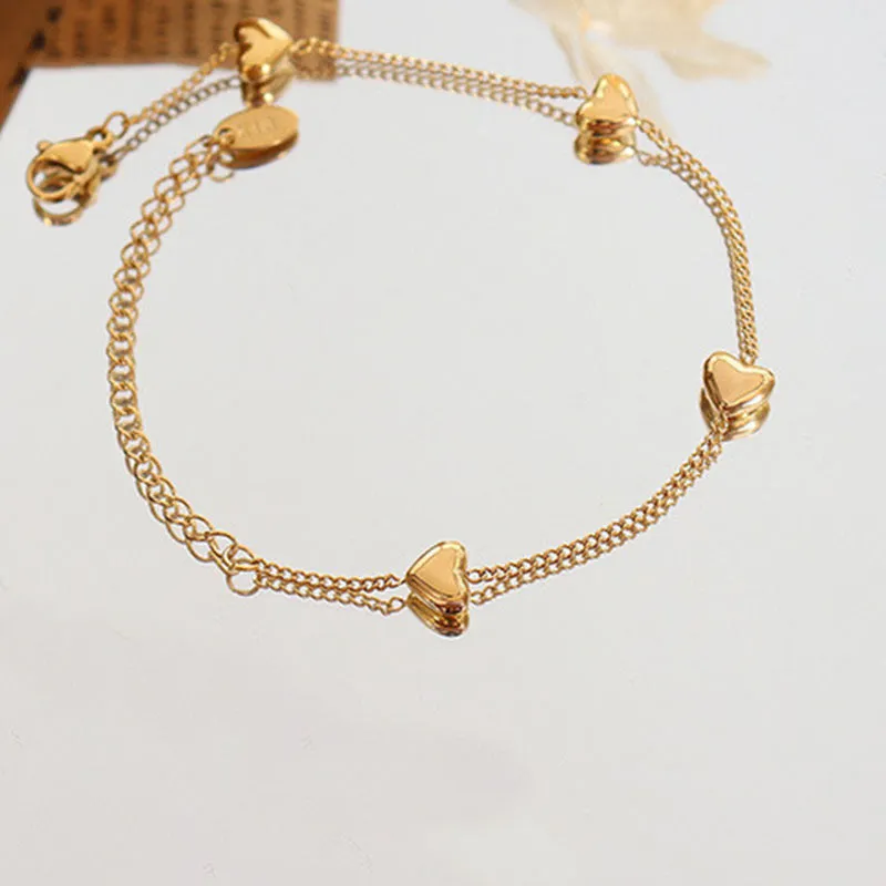 Wholesale Simple Four Heart Titanium Steel Bracelet