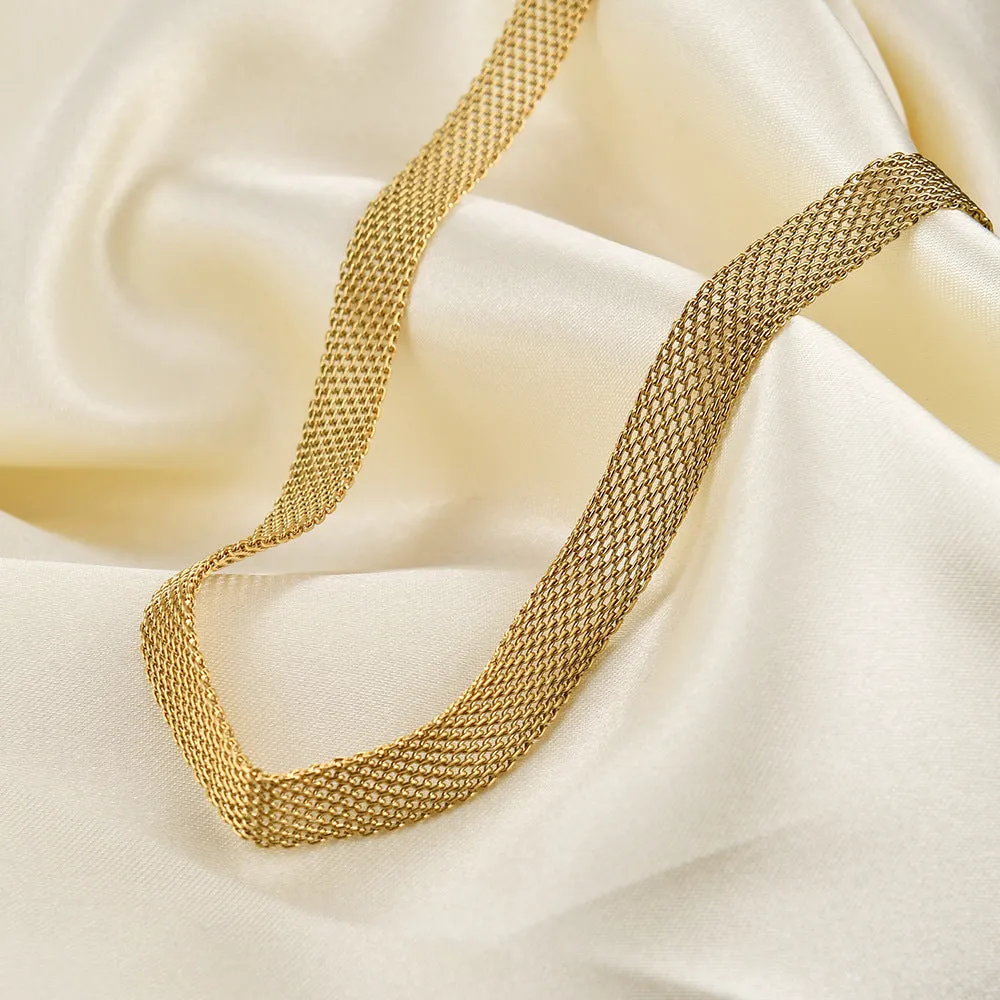 Wholesale simple hollow wide metal 8MM necklace female Choker necklace clavicle chain titanium steel necklace collar female light_wish_jewels