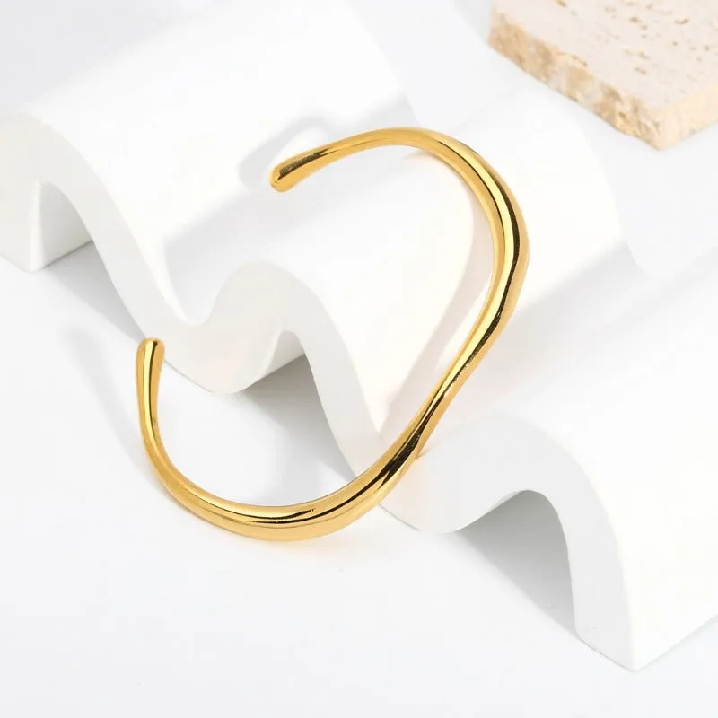 Wholesale Simple Irregular Titanium Steel Fashionable Versatile Stainless Steel Open Non-fading Bracelet light_wish_jewels