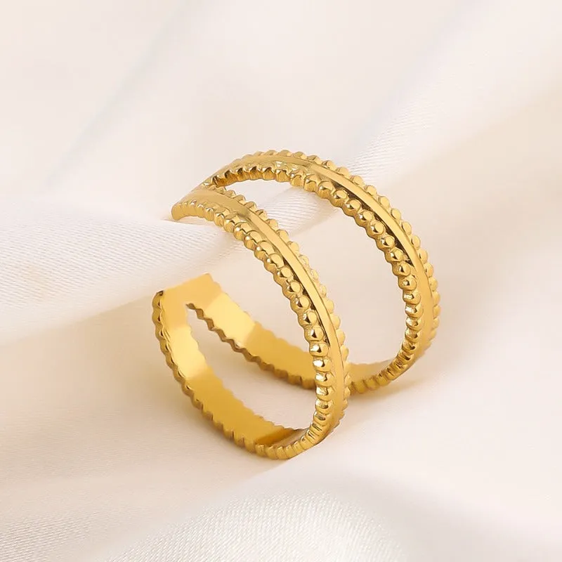 Wholesale Simple Opening Adjustable Stainless Steel Hollow Loop Personalized Rings light_wish_jewels