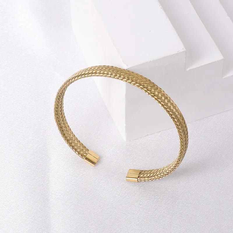 Wholesale Simple Steel Wire Braided C-shaped Bracelet Mesh Chain Titanium Steel Open Versatile Charm Bracelet